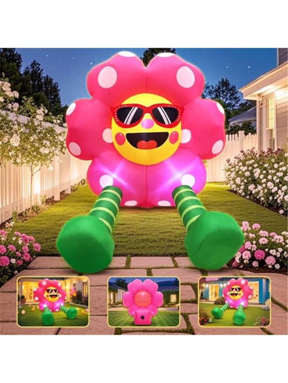 4FT Inflatable Sunflower Blow up Flower Yard Built-in LED Lights Outdoor Decor - Picture 4 of 6
